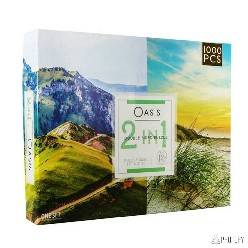 2 in 1 Double Sided 1000 Piece Jigsaw Puzzle - Mountains and Beach